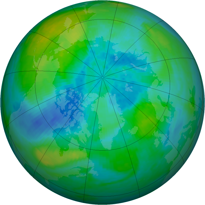 Arctic ozone map for 19 September 1991